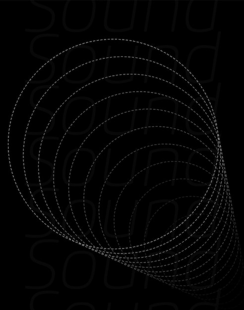 Vector a black background with a white pattern and the word sound on it