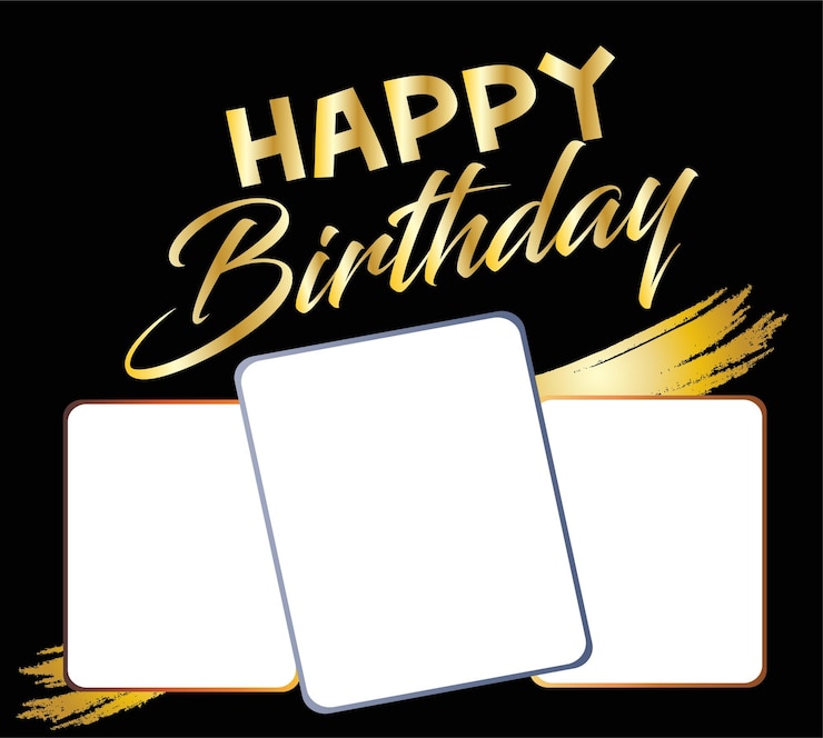 Vector a black background with a white square box that says happy birthday
