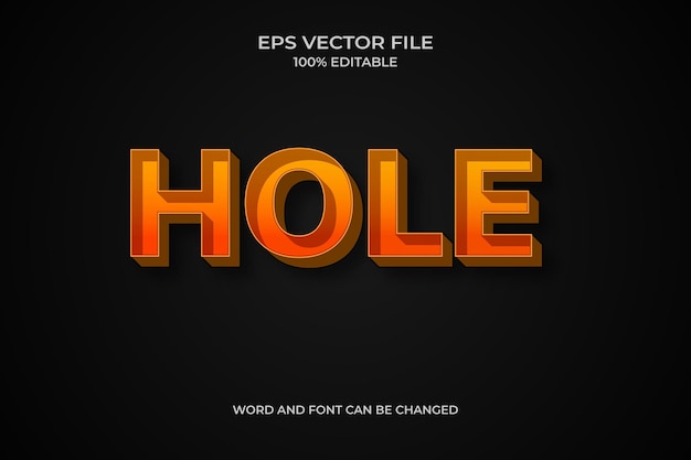 Vector a black background with the word hole in orange.