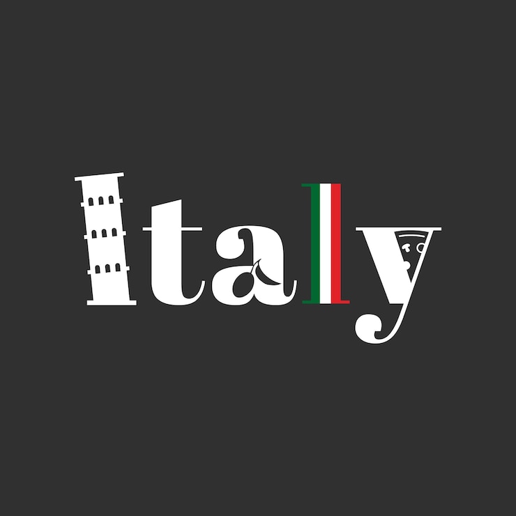 Vector a black background with the word italy on it