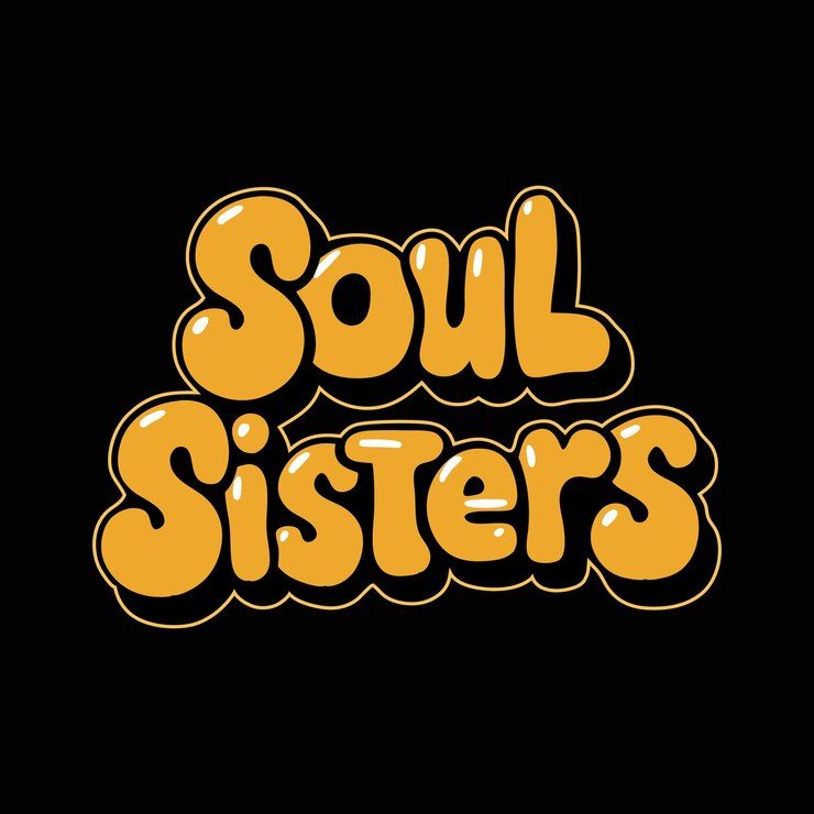 Vector 검은색 배경에 'souls sisters'라는 글자가 새겨져 있습니다.