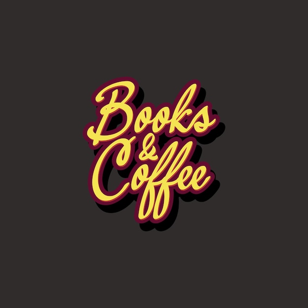 Vettore uno sfondo nero con sopra le parole libri e caffè