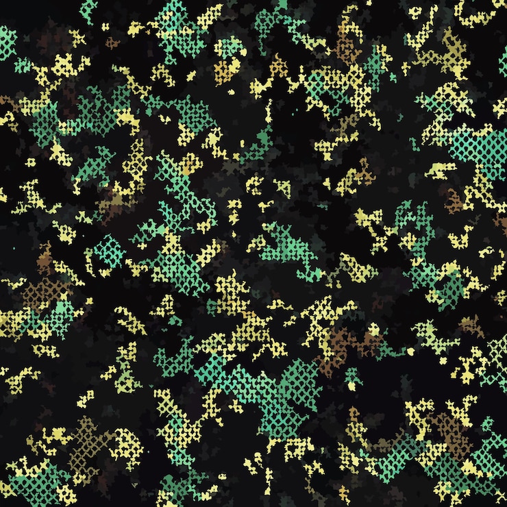 Vector a black background with yellow and green dots and a green and yellow flower