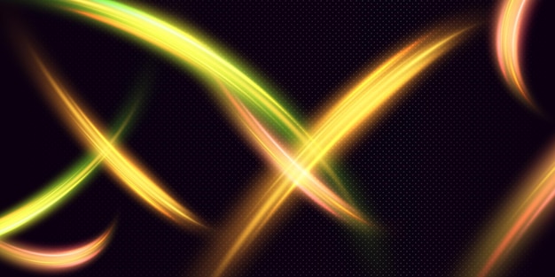 Vector a black background with yellow and green swirls and the word x.