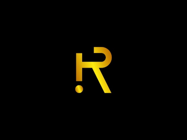 黒の背景に黄色の文字 r と黄色の円