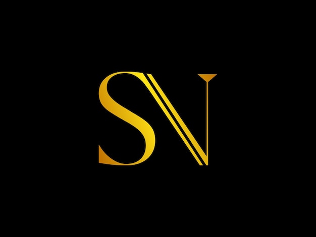 A black background with a yellow logo for sn