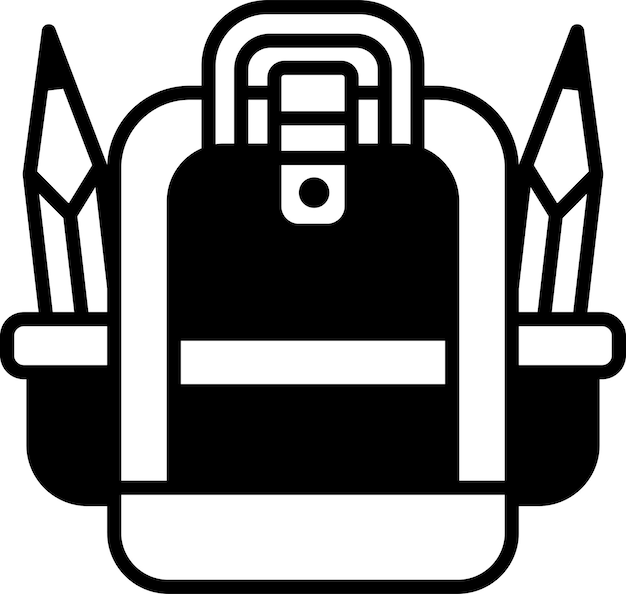 筆を持った黒いバックパック