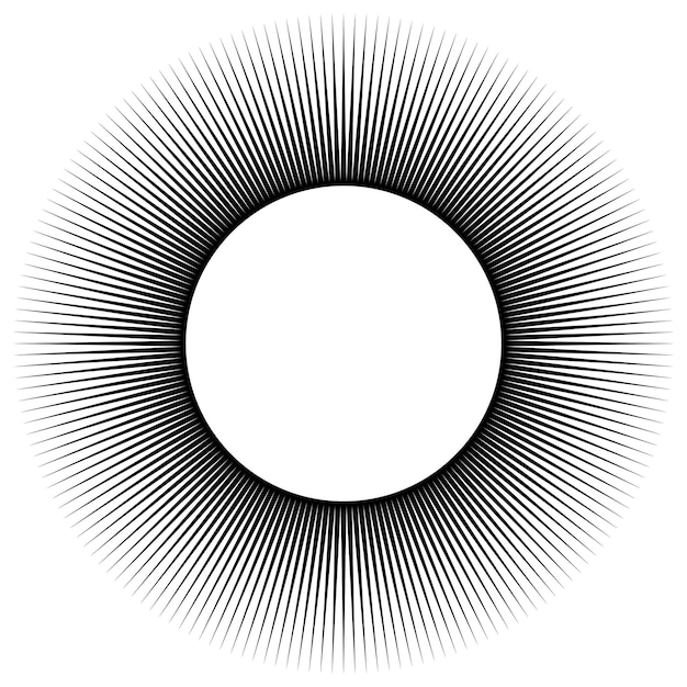 Vector black ball of rays on a white background