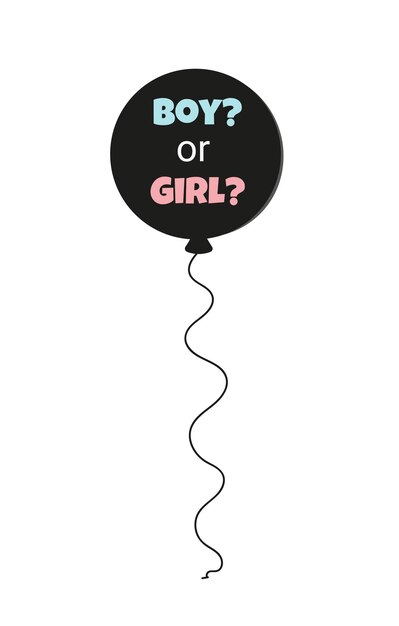 Black balloon with the inscription boy or girl. Baby shower.Birthday.