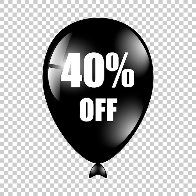 Black Baloon with text 40 percents Vector illustration Balloons with percents on the isolated background