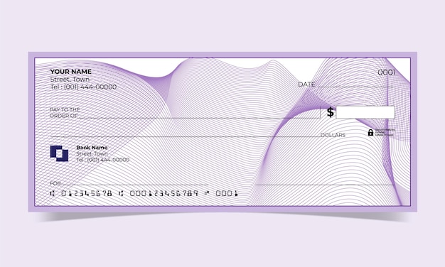 Black bank check, bank cheque design, vector format