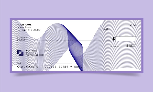 Black bank check, bank cheque design, vector format