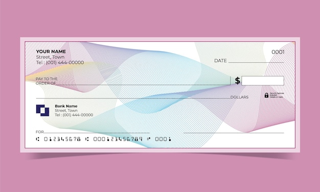 Black bank check, bank cheque design, vector format