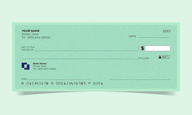 Vector black bank check, bank cheque design, vector format