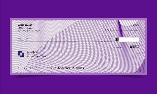 Black bank check, bank cheque design, vector format