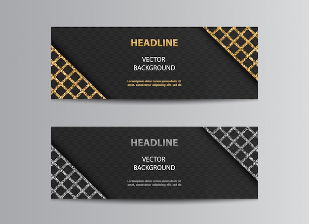 Black banner set with glittering lattice angles