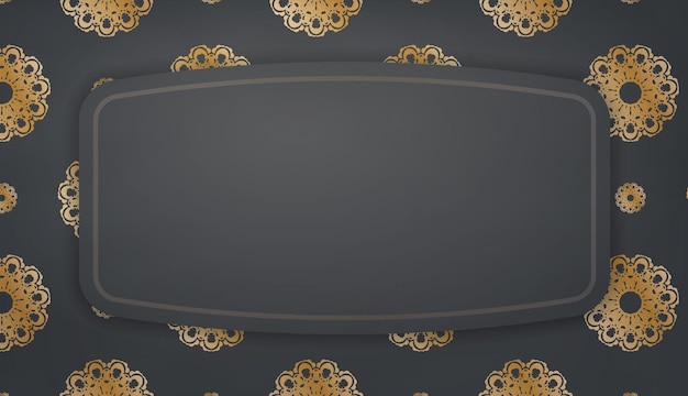 Black banner template with abstract gold pattern and place under your logo or text