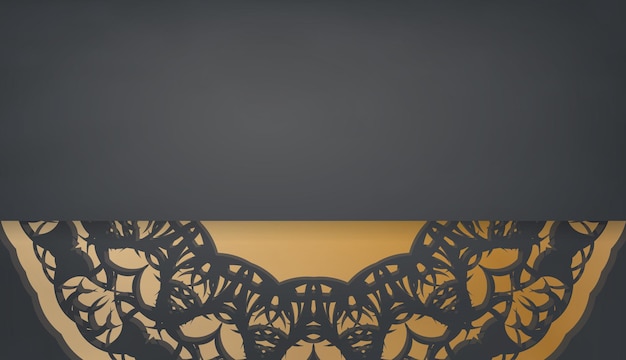 テキストの下のデザインのヴィンテージゴールド飾りと黒のバナーテンプレート