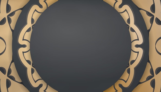 로고 아래 디자인을 위한 빈티지 골드 장식이 있는 블랙 배너 템플릿