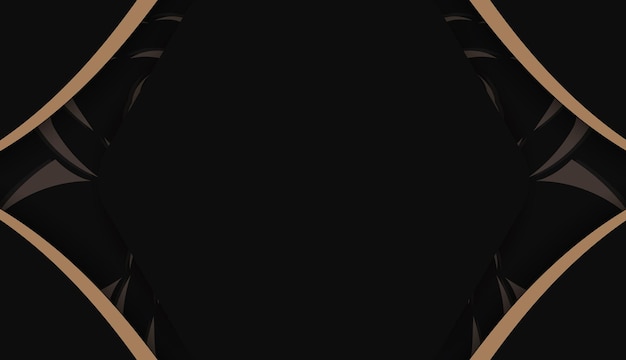 Черный баннер с абстрактным коричневым орнаментом и местом для вашего логотипа или текста