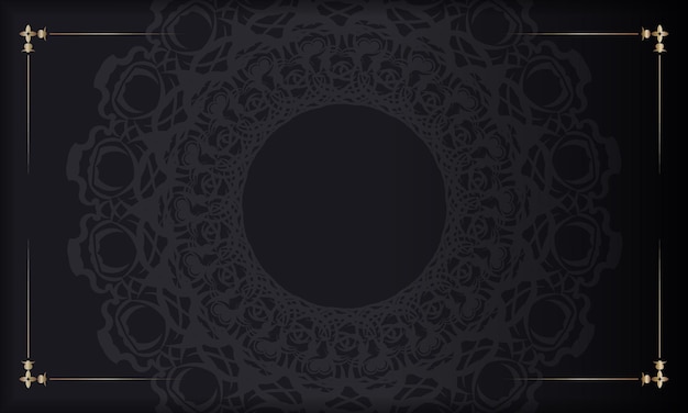 Black banner with abstract ornament and place for your text
