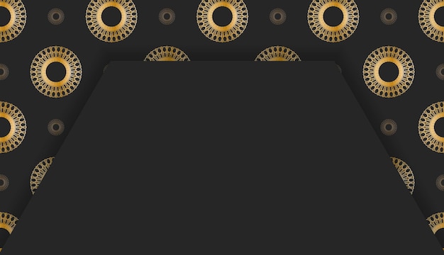 Black banner with antique gold ornaments and place for your text