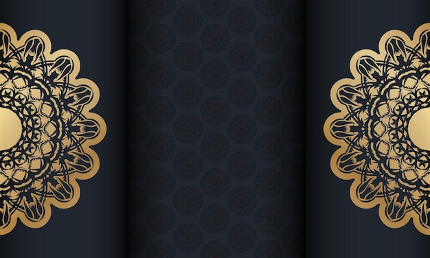 アンティークゴールドのパターンとロゴ用のスペースが付いた黒いバナー