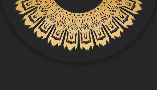 Vector black banner with greek gold ornaments for logo design