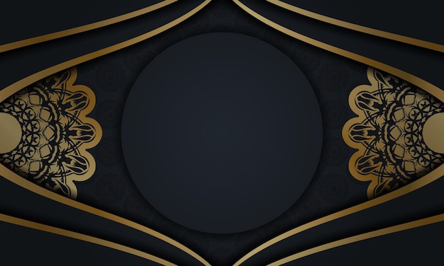 Black banner with Indian gold pattern and place under your text