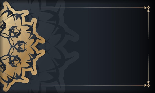 Vector black banner with indian gold pattern and place under your text