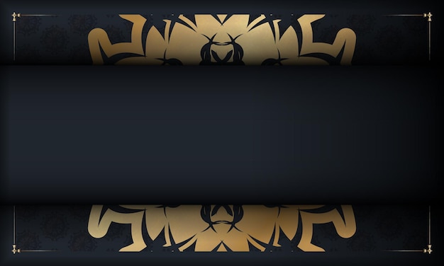 Black banner with Indian gold pattern and place under your text