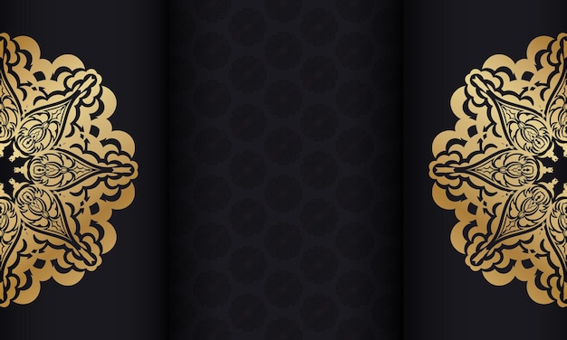 Black banner with luxurious gold pattern and text space