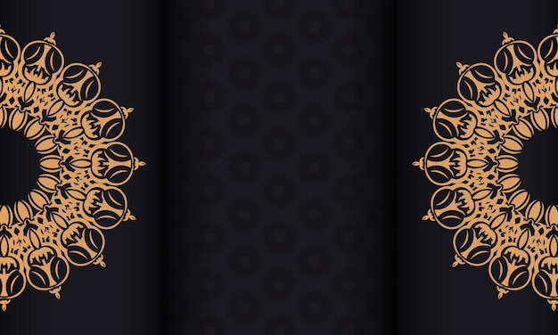 豪華な装飾が施された黒いバナーとテキストの下に配置。ヴィンテージパターンの印刷可能な招待状のデザイン。