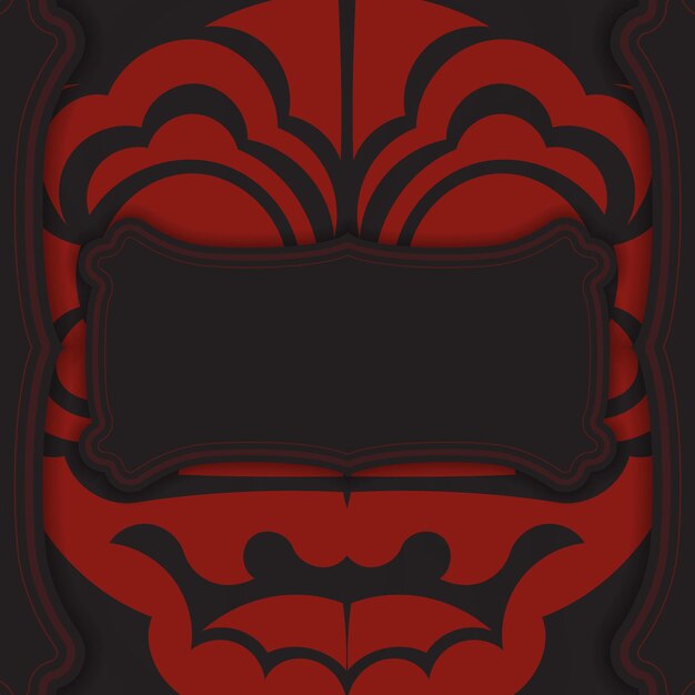 Vettore banner nero con ornamenti maori e posto per il tuo logo. modello per lo sfondo del design di stampa con motivi lussuosi.