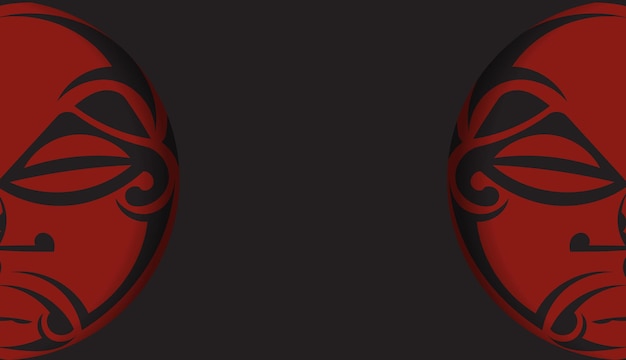 Banner nero con ornamenti della maschera degli dei e posto per il tuo logo. modello per un design stampabile di una cartolina