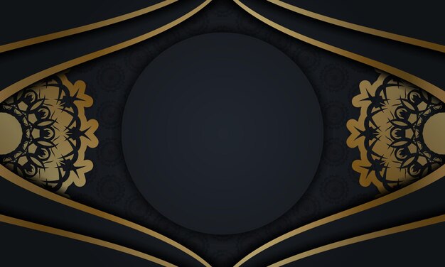 Black banner with vintage gold ornament and space for text