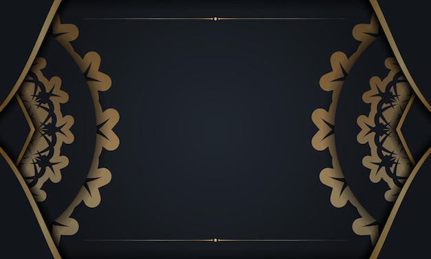 Black banner with vintage gold ornament and space for text