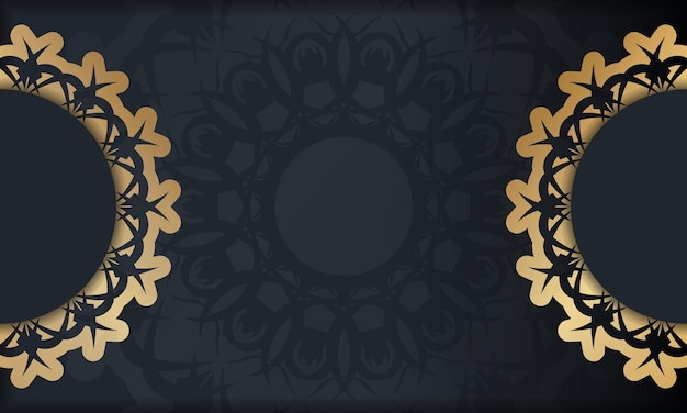 Banner nero con motivo oro vintage e posto sotto il testo