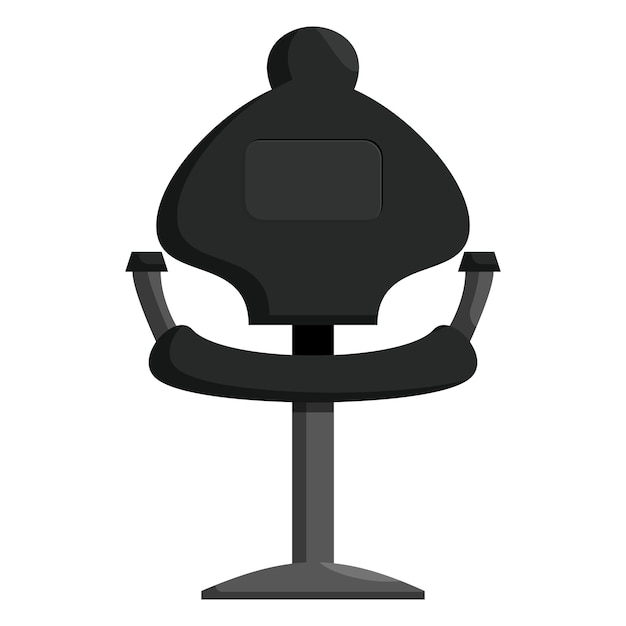 Black barber chair icon in cartoon style on a white background