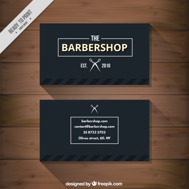 Vector black barbershop business card