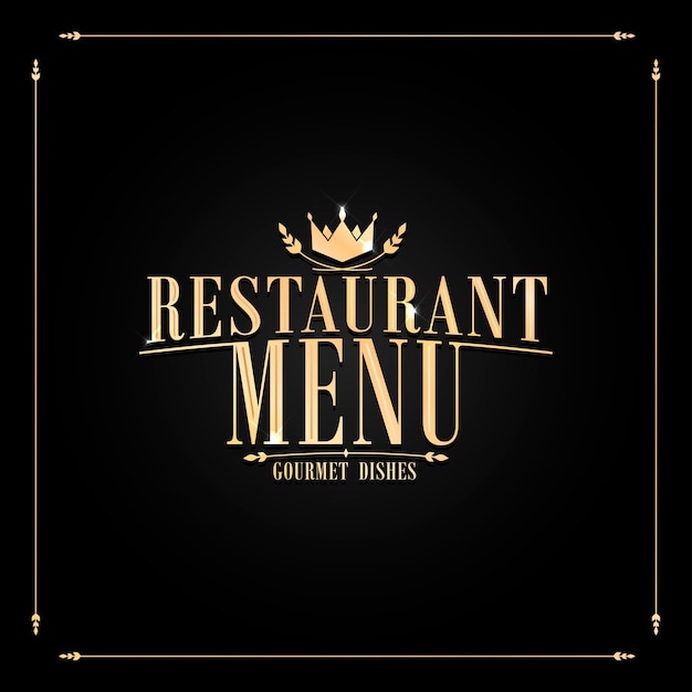 Vector black baroque restaurant menu gourmet dishesvector illustration