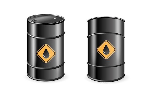 Black barrels for cruel oil or petroleum Design Template of Packaging for Mockup Vector