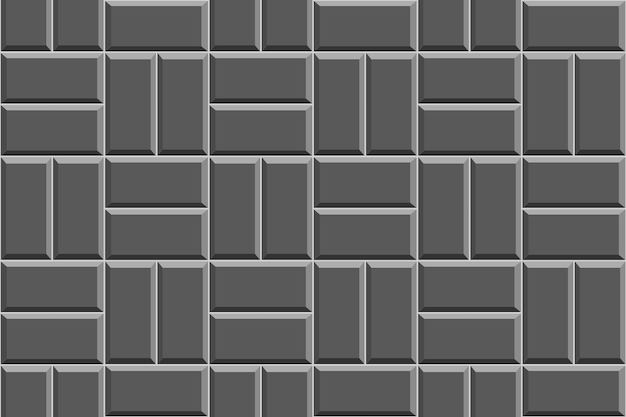 Black basket weave tile seamless pattern Stone or ceramic brick wall background