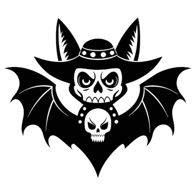 Vector a black bat with a skull and horns on it