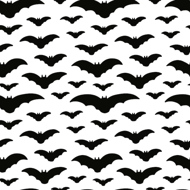 Black bats seamless pattern Vector black bats silhouette pattern isolated