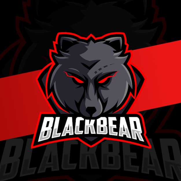 Black bear mascot esport logo design