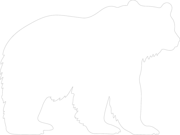 Vector black bear outline with transparent background