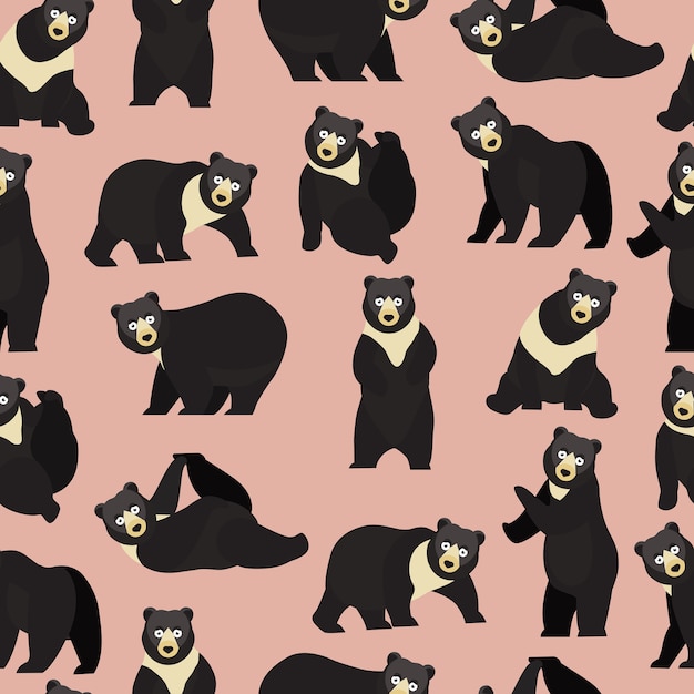 Black bear seamless pattern