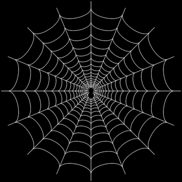 Black big scary spider sitting center of web Spooky Halloween decoration element for your design