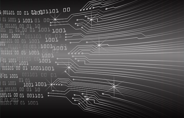 Black binary code circuit board cyber future technology